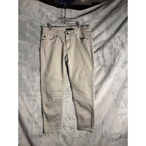 KanCan Womens Moto Skinny Jeans Light Tan Khaki Quilted Knee Stretch Size
28